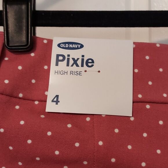 Old Navy pixie high rise pants orange and white polka dot size 4 - Picture 3 of 8